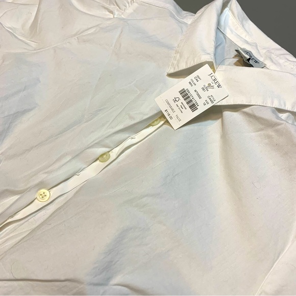 J. Crew Collared Puff Sleeve Shirt Dress White Cotton US 12 NWT - Picture 6 of 14